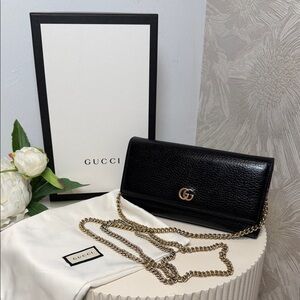 Gucci GG Wallet on Chain (Black Leather)